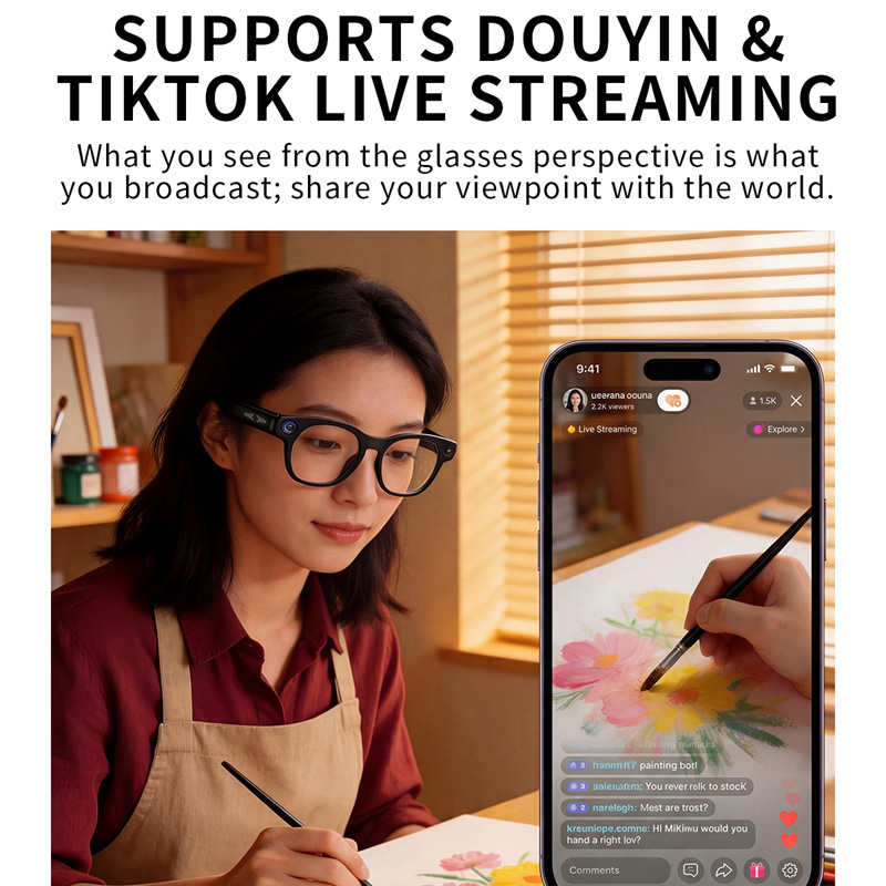 Lenovo AI Smart Glasses 8MP HD - đánh giá và giá Audio Music Live